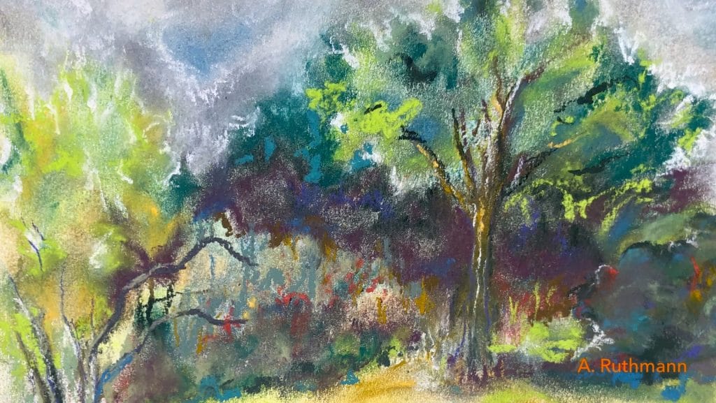 Les arbres et le ciel aux pastels secs école Dubreuil  - 12/09/21 [acompte de réservation]
